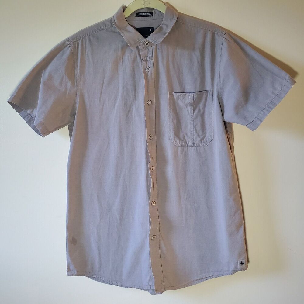 Tavik Modern Beach Culture Light Gray Button Down Shirt Men's Size Medium EUC